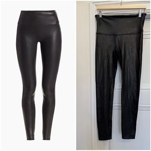SPANX Shiny Black Leggings faux leather glam xl